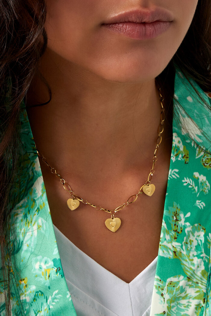 Necklace three hearts coins - gold Picture3